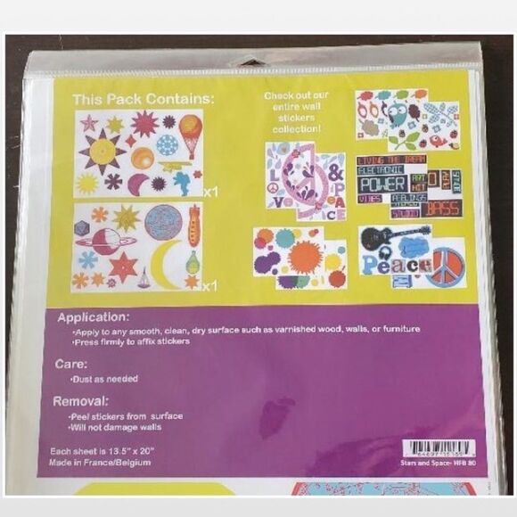 New Wall Sticker Home Decals Easy Peal & Stick Space Star Moon Sun Kids Room Fun - Picture 4 of 5